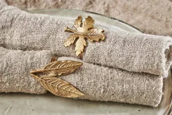 Leaf Brass Napkin Rings (Set of 4)