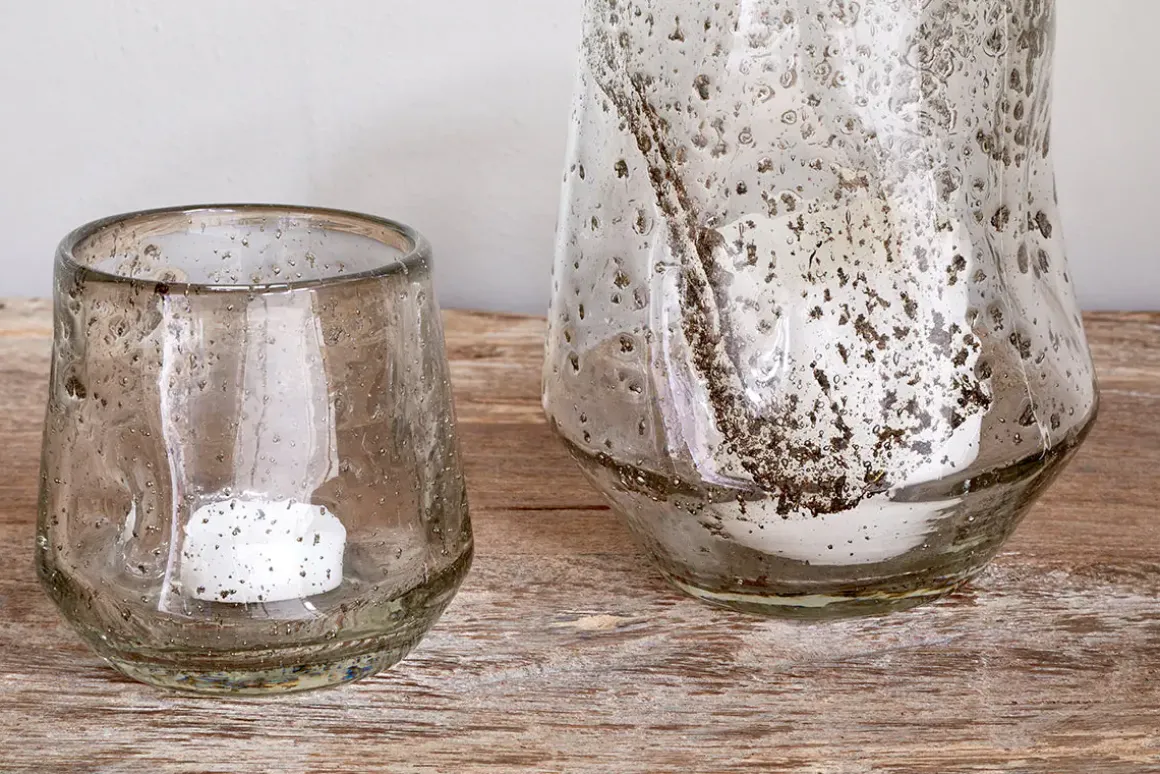 Linora Recycled Glass Tealight Holder - Clear