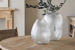 Linsy Ribbed Glass Vase - Clear