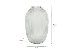 Linsy Ribbed Glass Vase - Clear