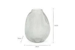 Linsy Ribbed Glass Vase - Clear