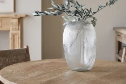 Linsy Ribbed Glass Vase - Clear
