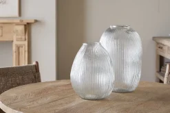 Linsy Ribbed Glass Vase - Clear