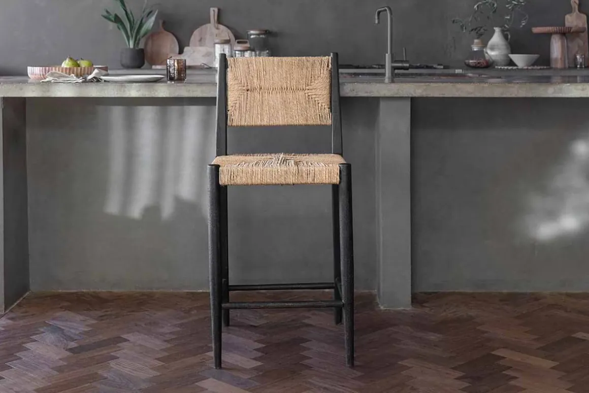 Lohanda Acacia & Munja Grass Counter Chair - Charcoal