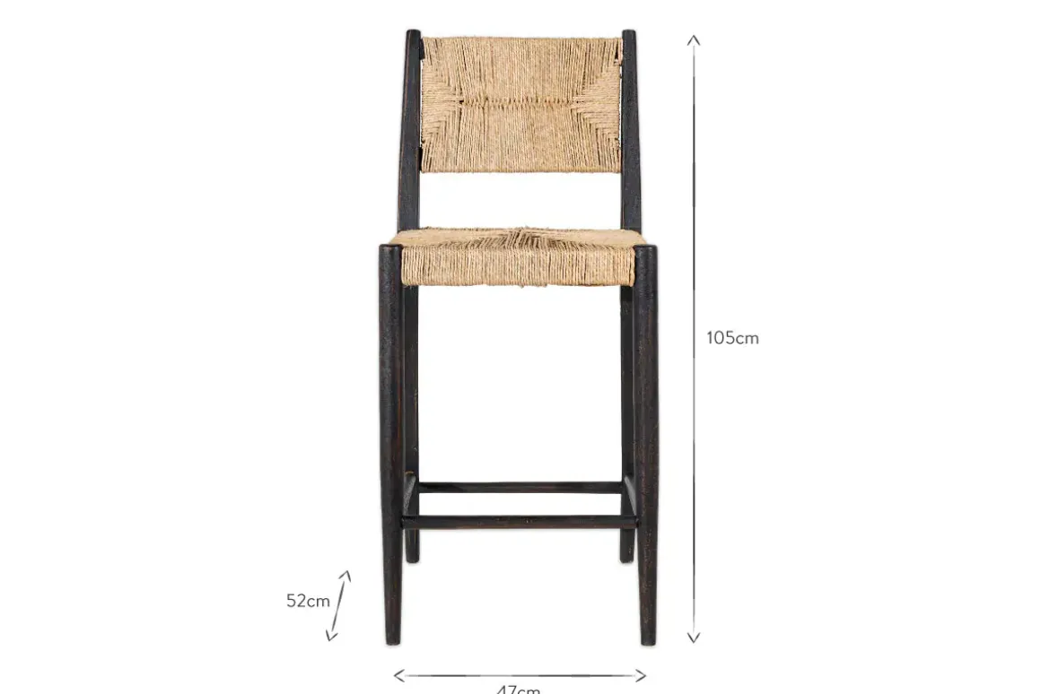 Lohanda Acacia & Munja Grass Counter Chair - Charcoal