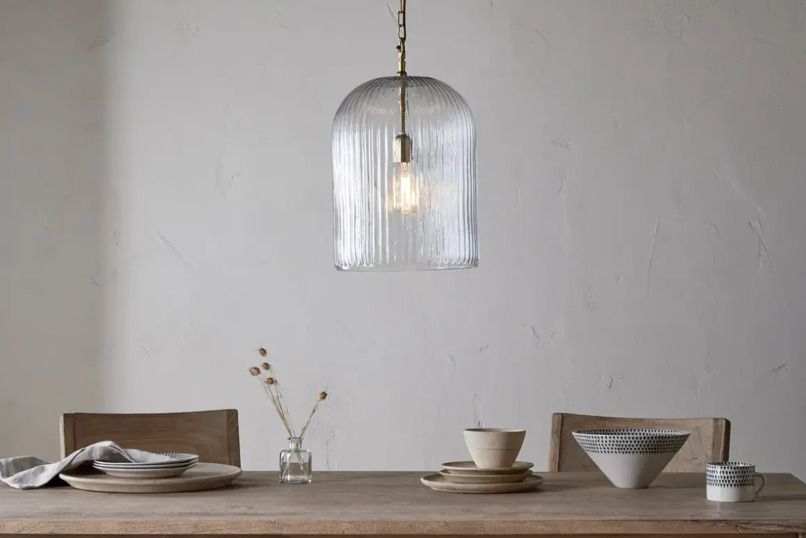 Lumina Fluted Recycled Glass Pendant - Clear