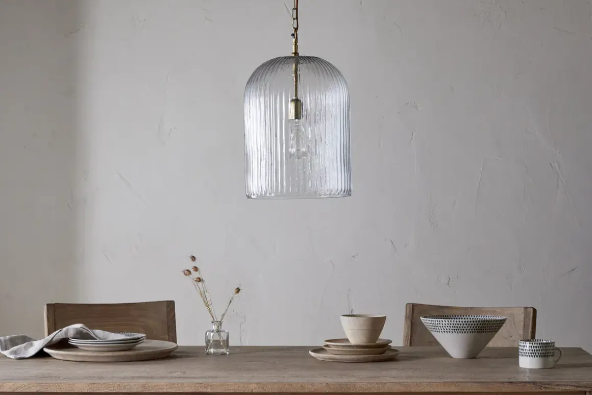 Lumina Fluted Recycled Glass Pendant - Clear