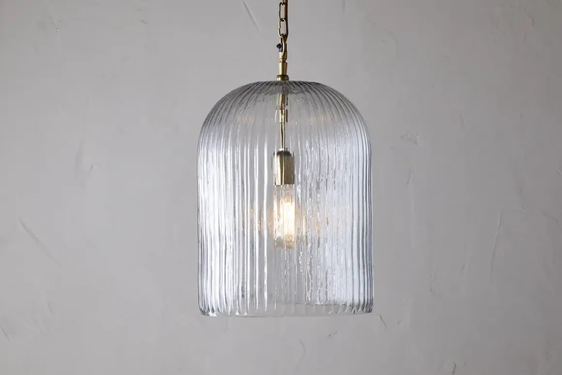 Lumina Fluted Recycled Glass Pendant - Clear