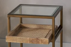 Luzon Iron & Mango Wood Display Side Table - Brass