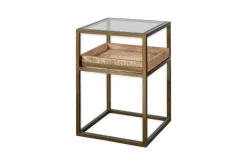 Luzon Iron & Mango Wood Display Side Table - Brass