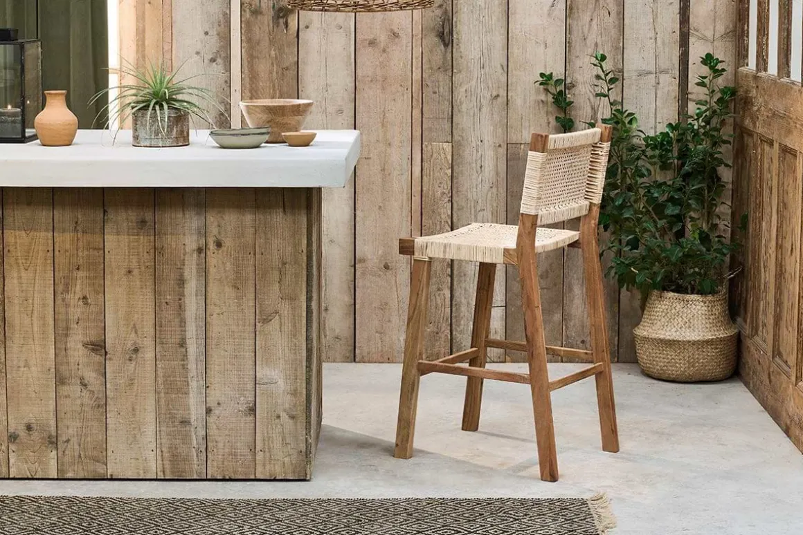 Madrisana Acacia & Rattan Bar Stool