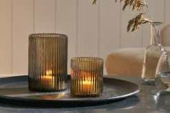 Malana Recycled Glass Candle Holder - Smoke Brown