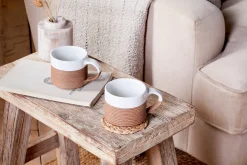 Mali Ribbed Coffee Mug - White (Set of 2)