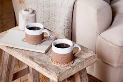 Mali Ribbed Coffee Mug - White (Set of 2)