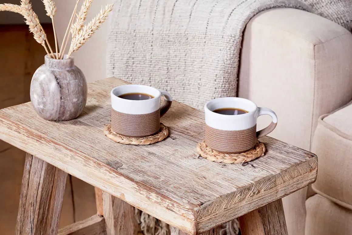 Mali Ribbed Espresso Mug - White (Set of 2)