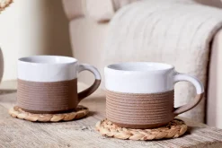 Mali Ribbed Espresso Mug - White (Set of 2)