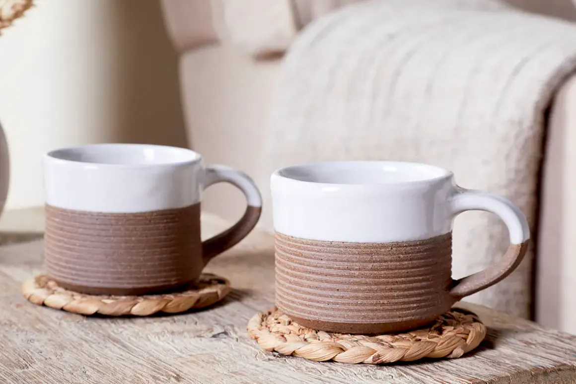 Mali Ribbed Espresso Mug - White (Set of 2)