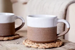 Mali Ribbed Espresso Mug - White (Set of 2)