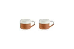 Mali Ribbed Espresso Mug - White (Set of 2)