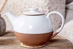 Mali Ribbed Teapot - White