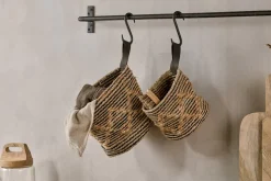 Mannu Cotton & Hemp Wall Hung Basket - Natural & Black