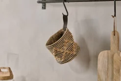 Mannu Cotton & Hemp Wall Hung Basket - Natural & Black