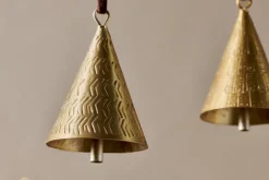 Manya Metal Bell Baubles - Brass - (Set of 3)