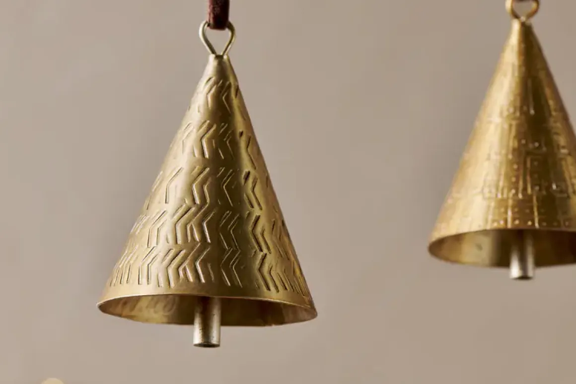 Manya Metal Bell Baubles - Brass - (Set of 3)