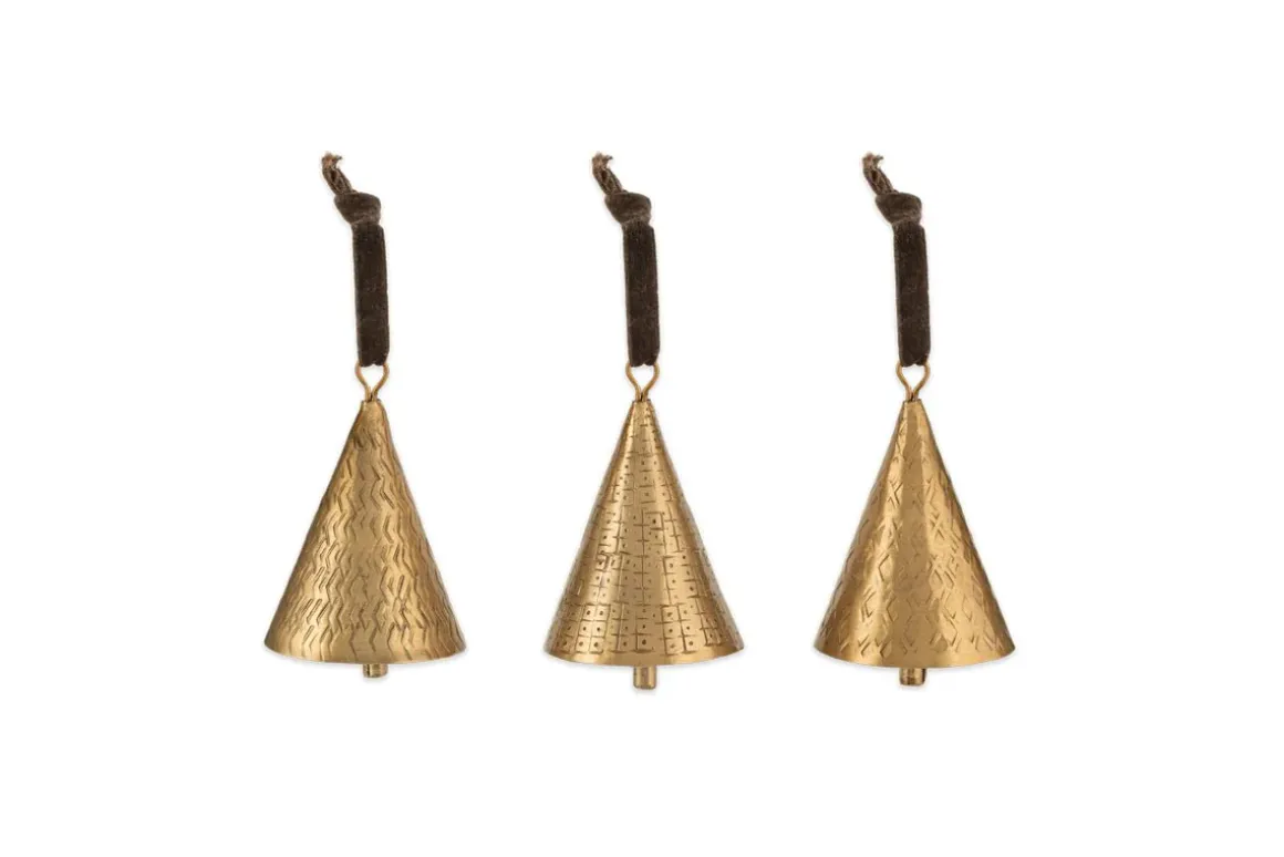 Manya Metal Bell Baubles - Brass - (Set of 3)
