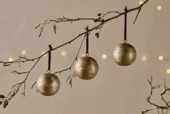 Manya Metal Round Baubles - Brass - (Set of 3)