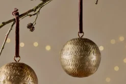 Manya Metal Round Baubles - Brass - (Set of 3)