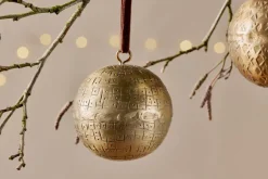 Manya Metal Round Baubles - Brass - (Set of 3)