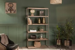 Marjori Mango Wood And Iron Standing Shelves - Wide