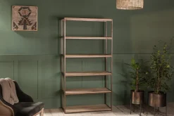 Marjori Mango Wood And Iron Standing Shelves - Wide