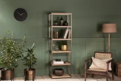 Marjori Mango Wood And Iron Standing Shelves - Narrow