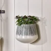 Matamba Ceramic Wall Hung Planter - Black Lines