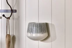 Matamba Ceramic Wall Hung Planter - Black Lines