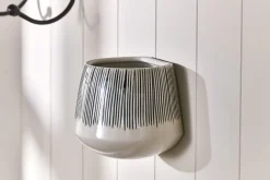 Matamba Ceramic Wall Hung Planter - Black Lines