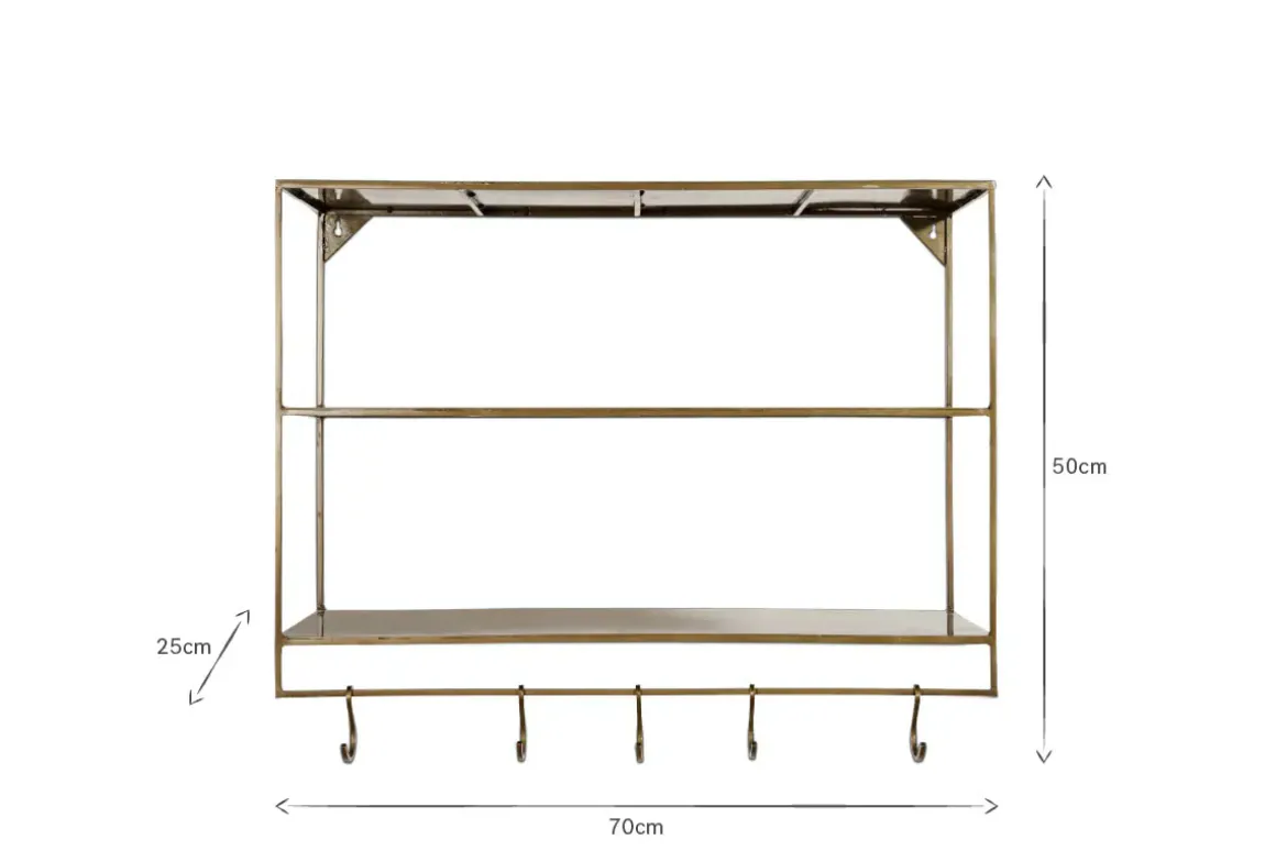 Meghana Iron Shelf With Hooks - Wide