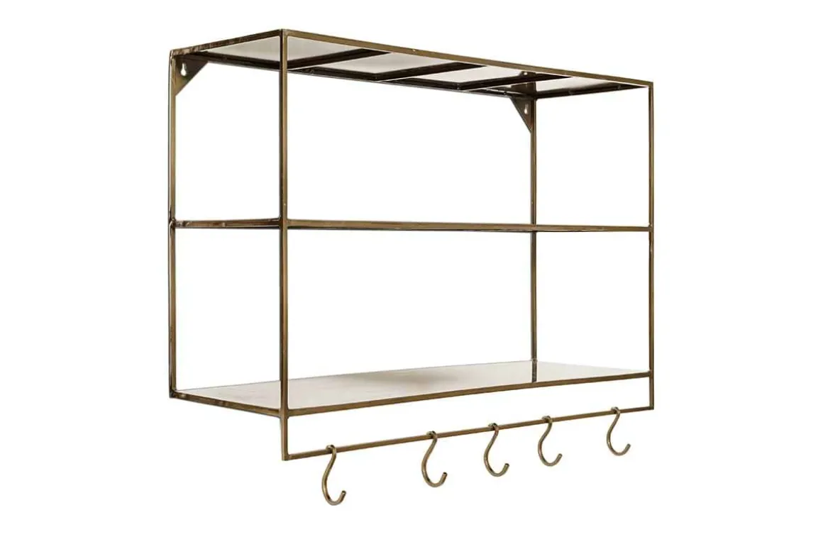 Meghana Iron Shelf With Hooks - Wide