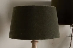 Mendai Velvet & Linen Lampshade - Moss Green