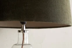 Mendai Velvet & Linen Lampshade - Moss Green