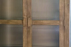 Mendani Mango Wood & Fluted Glass Cabinet - Walnut Stain