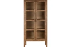Mendani Mango Wood & Fluted Glass Cabinet - Walnut Stain