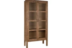 Mendani Mango Wood & Fluted Glass Cabinet - Walnut Stain