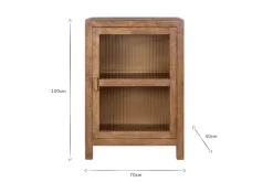 Mendani Mango Wood & Fluted Glass Glass Low Cabinet - Walnut Stain