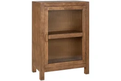 Mendani Mango Wood & Fluted Glass Glass Low Cabinet - Walnut Stain
