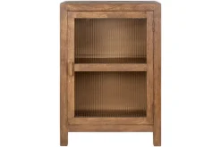 Mendani Mango Wood & Fluted Glass Glass Low Cabinet - Walnut Stain