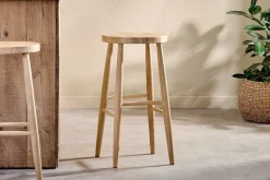 Mengwi Mango Wood Round Bar Stool - Natural