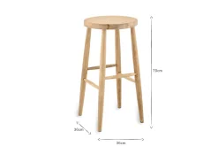 Mengwi Mango Wood Round Bar Stool - Natural